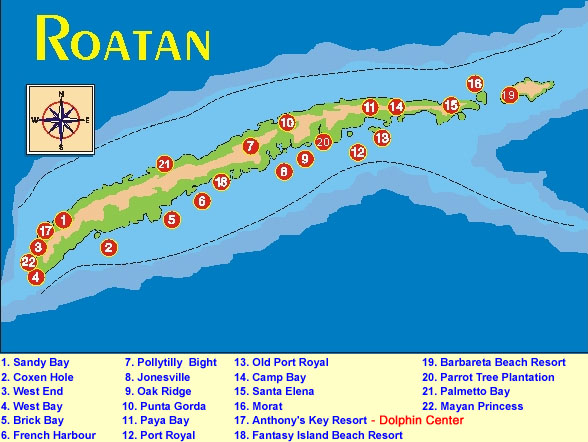 Roatan Map | Honduras Google Satellite.